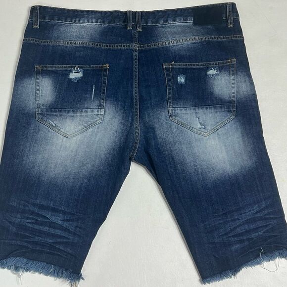 Smoke Rise Denim Co | Factory Distressed Raw Hem Denim Shorts - Picture 5 of 5